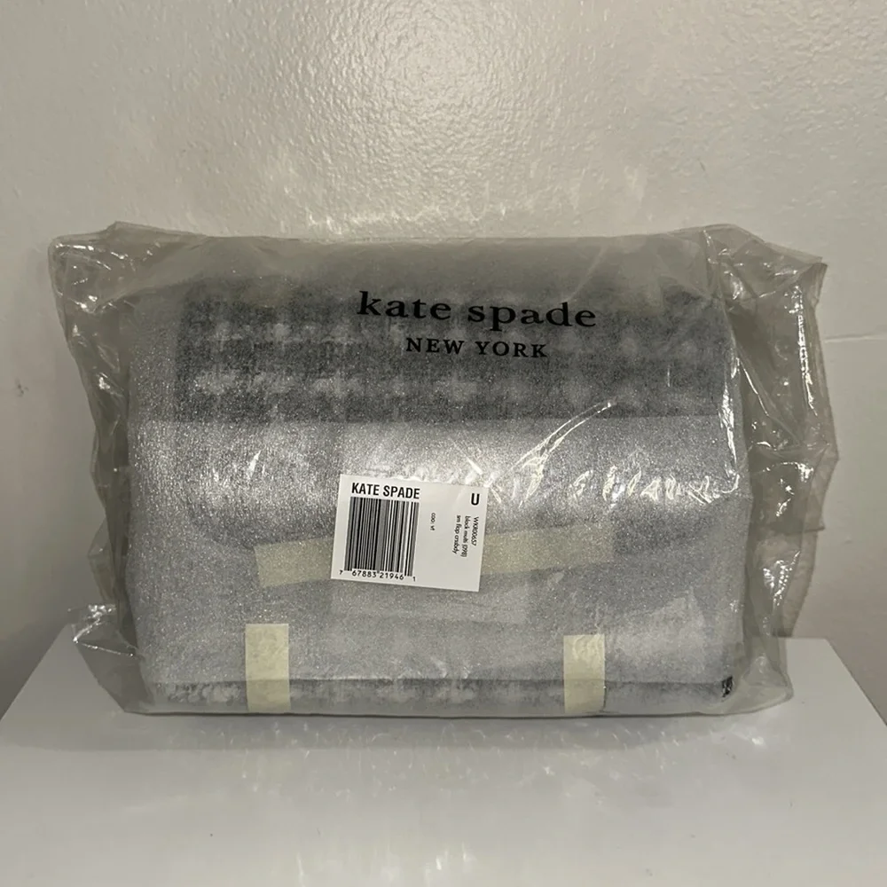 KATE SPADE-tweed Blk & Wht Natalia Flap Crossbody Shoulder Bag NWT - Picture 8 of 16